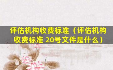 评估机构收费标准（评估机构收费标准 20号文件是什么）